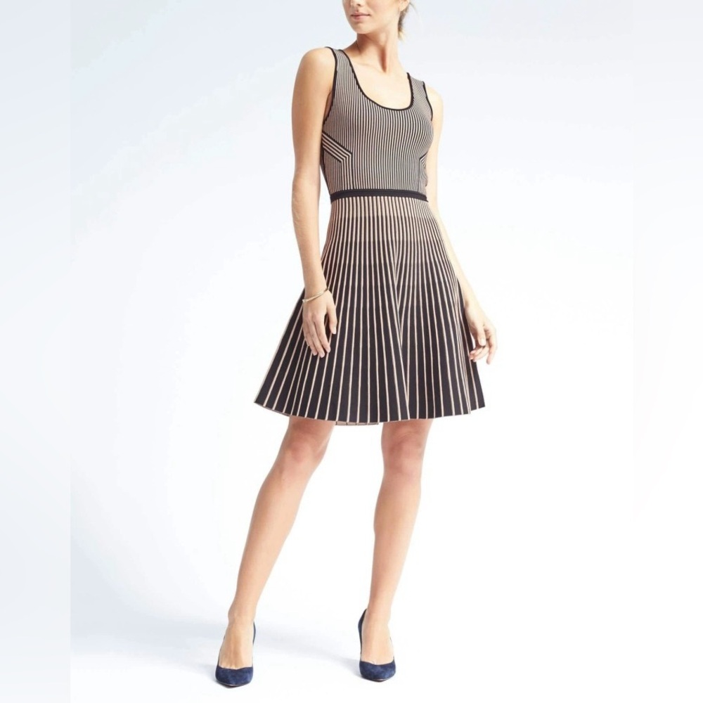 NWOT Banana Republic Stripe-Knit Fit-and-Flare Midi Dress